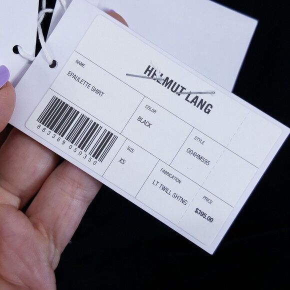 HELMUT LANG Shirt Mens XS Black Button Up Long Sleeve Pocket EPAULETTE $395 - Picture 5 of 10